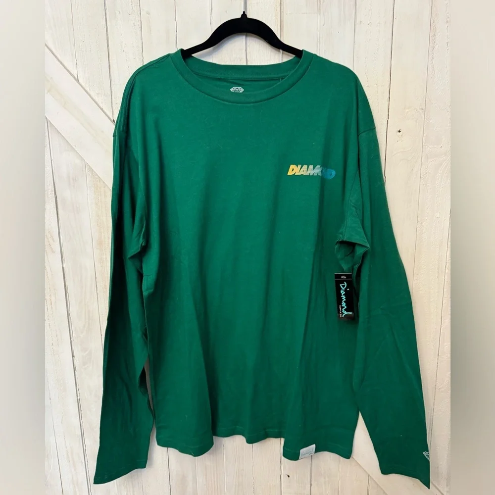XL - Tie Dye Flowers - Diamond Supply Co. Speed Logo Green Long Sleeve Shirt - Picture 6 of 6